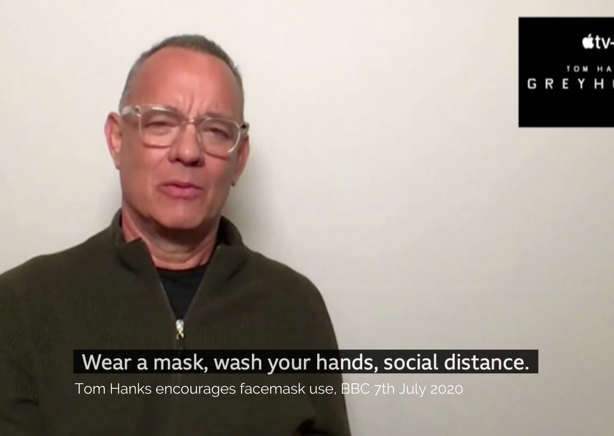Tom Hanks encourages to use face masks, BBC