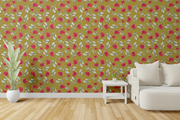 Peony Red (Gold) Wallpaper
