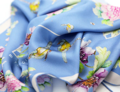 Silk Scarf - Blue Meadow