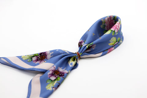 Silk Scarf - Blue Meadow - The Peony Girl