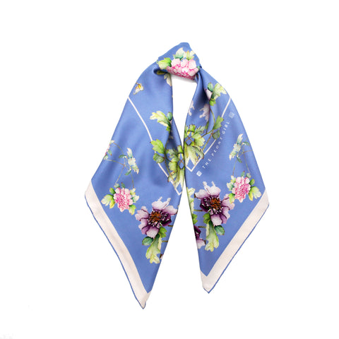 Silk Scarf - Blue Meadow - The Peony Girl