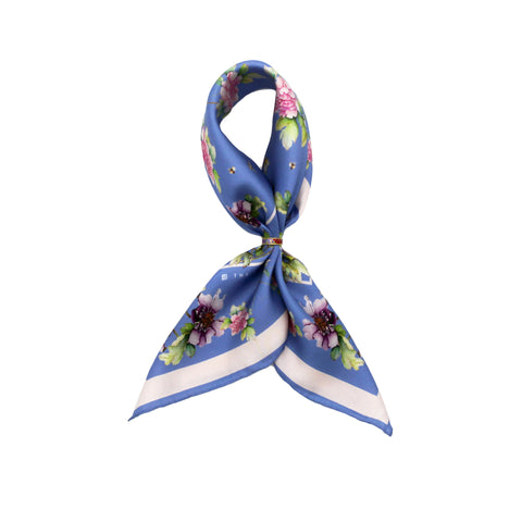 Silk Scarf - Blue Meadow - The Peony Girl