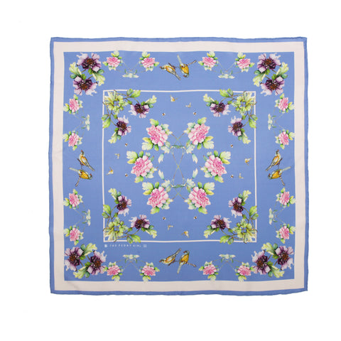 Silk Scarf - Blue Meadow - The Peony Girl