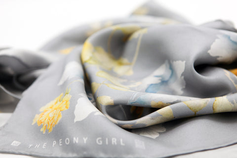 Silk Scarf - Silver Stream - The Peony Girl