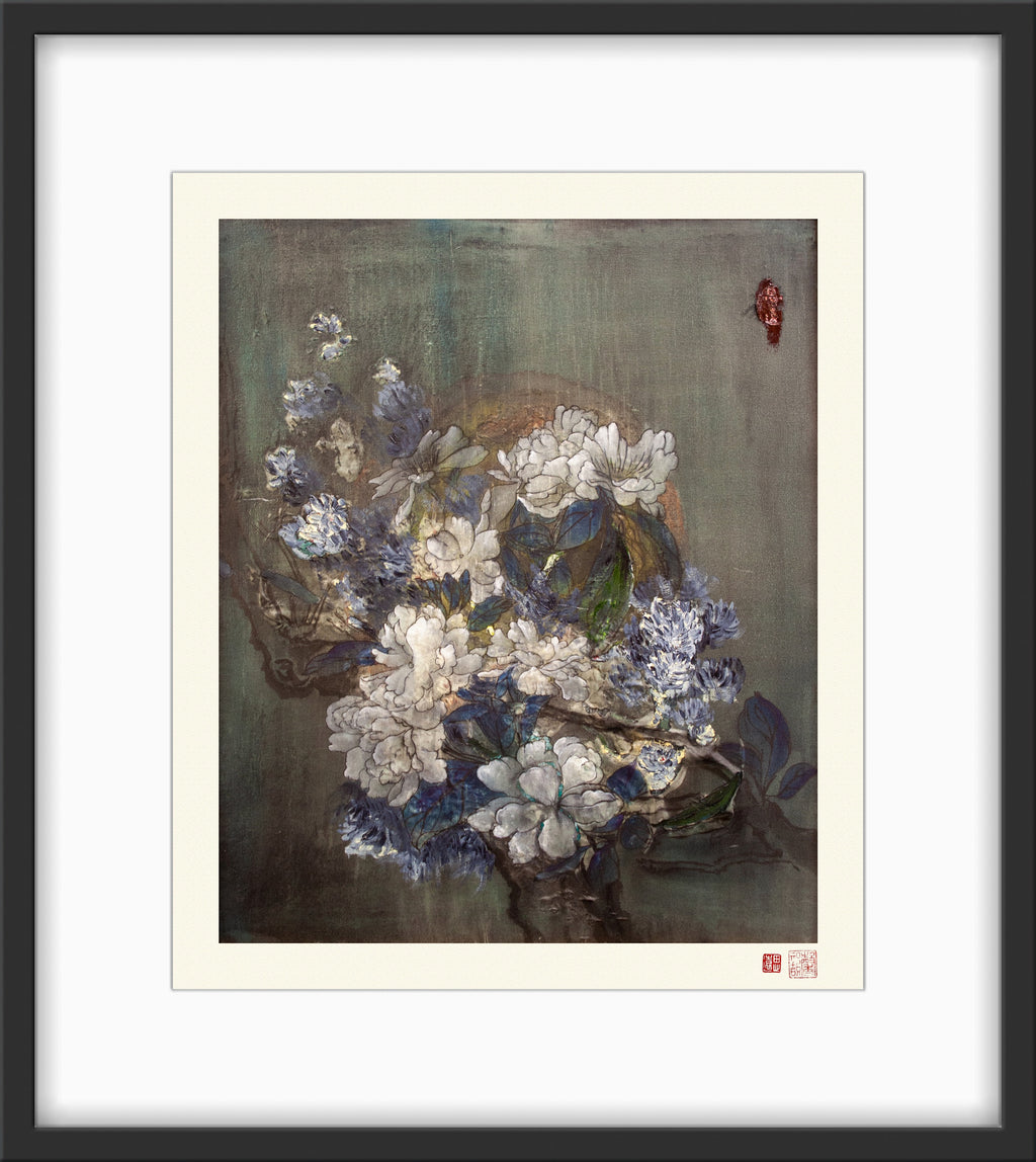 Fine Art Prints: Peony Banquet in the Moonlight - The Peony Girl