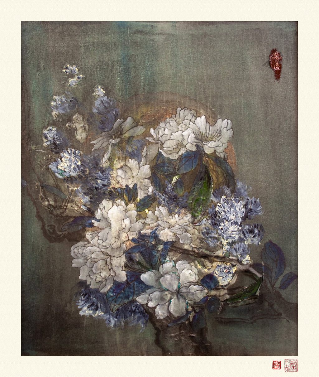Fine Art Prints: Peony Banquet in the Moonlight - The Peony Girl